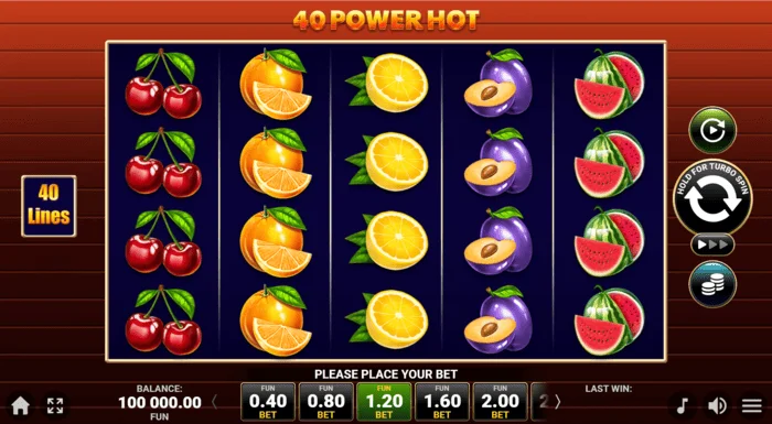 Ecran de joc 40 Power Hot Coin Boost